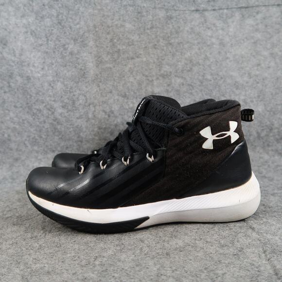 Under Armour Shoes Kids 5Y Basketball Sneakers Lockdown Mid Black Lace Up Youth - Picture 5 of 12
